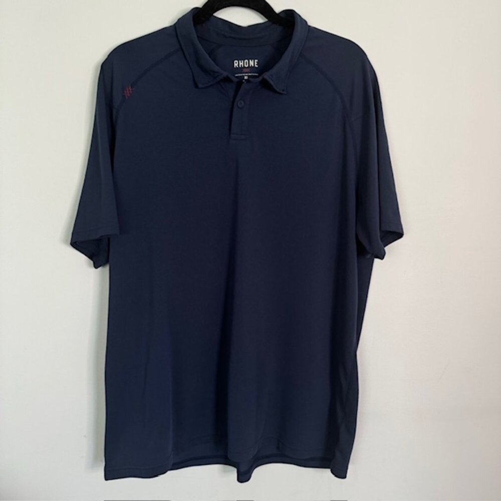 Rhone Delta Pique Polo Shirt Navy Blue Size XL